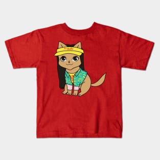 Argyle cute cat cartoon stranger things Kids T-Shirt